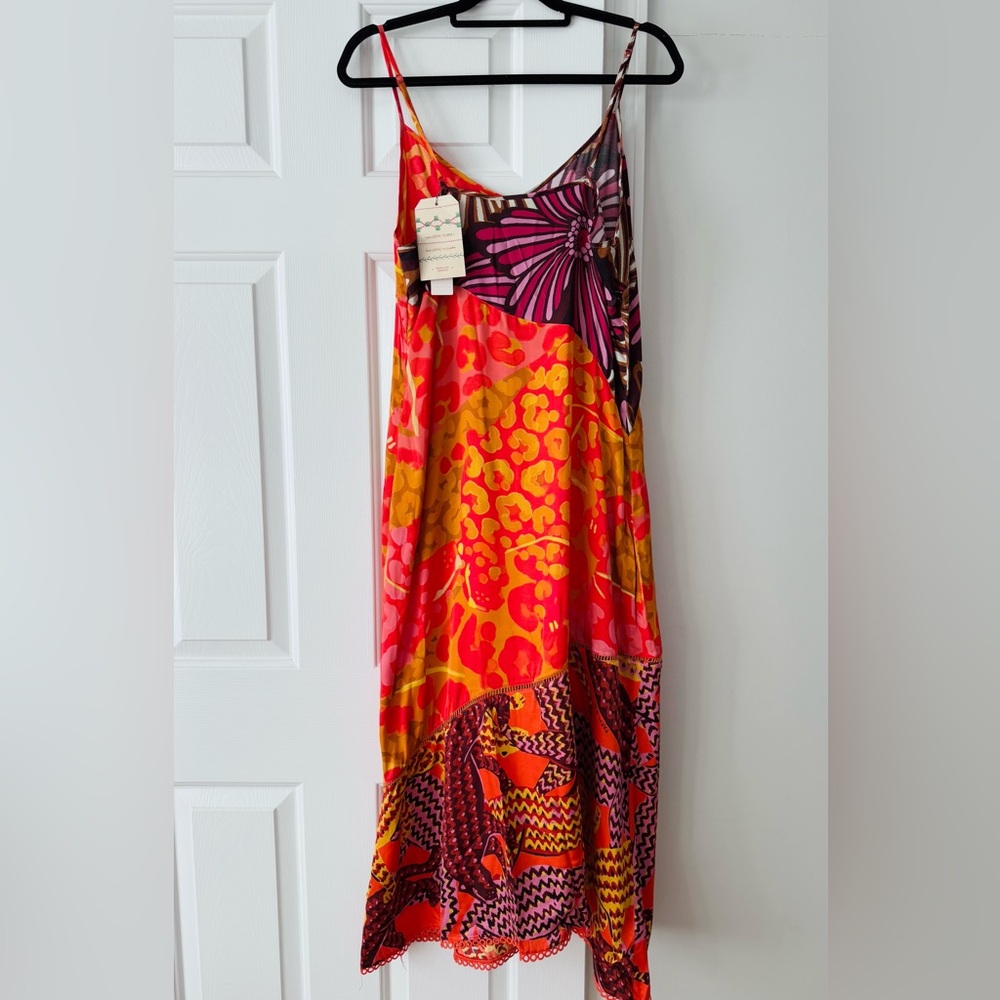 Farm Rio Printed Satin Slip Midi Dress - Picture 7 of 16
